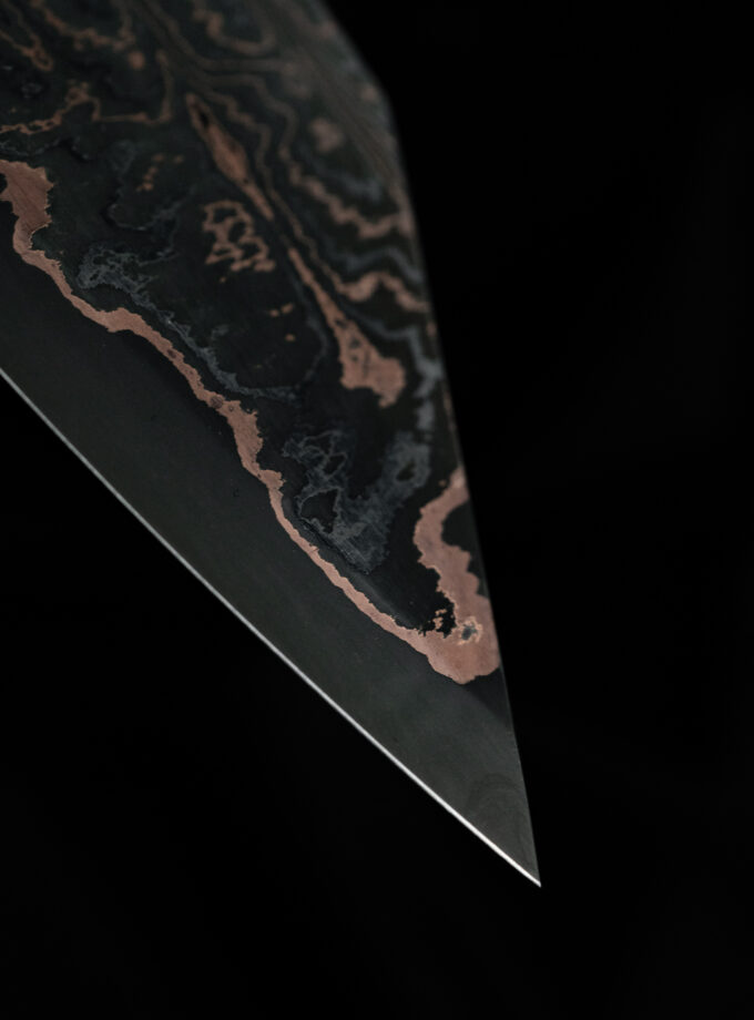 Copper-nickel Damascus K-tip Gyuto S-Grind