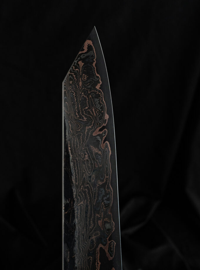 Copper-nickel Damascus K-tip Gyuto S-Grind