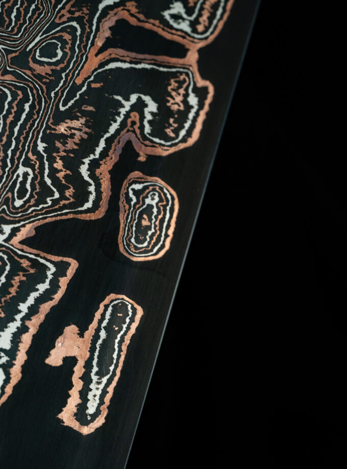 Copper-nickel Damascus K-tip Gyuto S-Grind