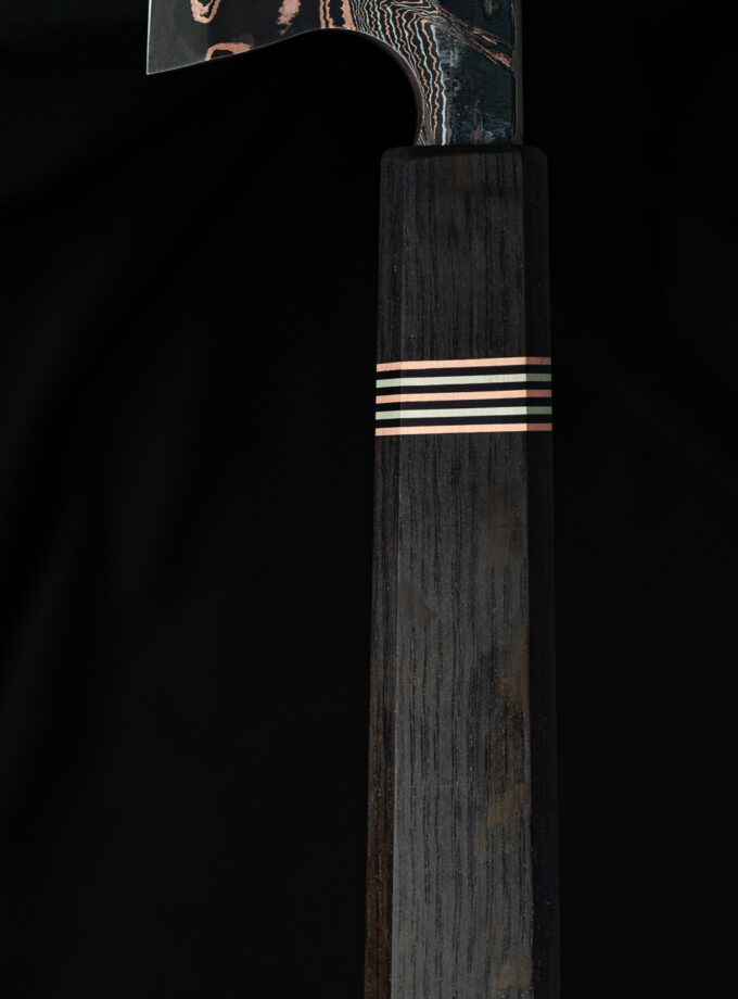 Copper-nickel Damascus K-tip Gyuto S-Grind