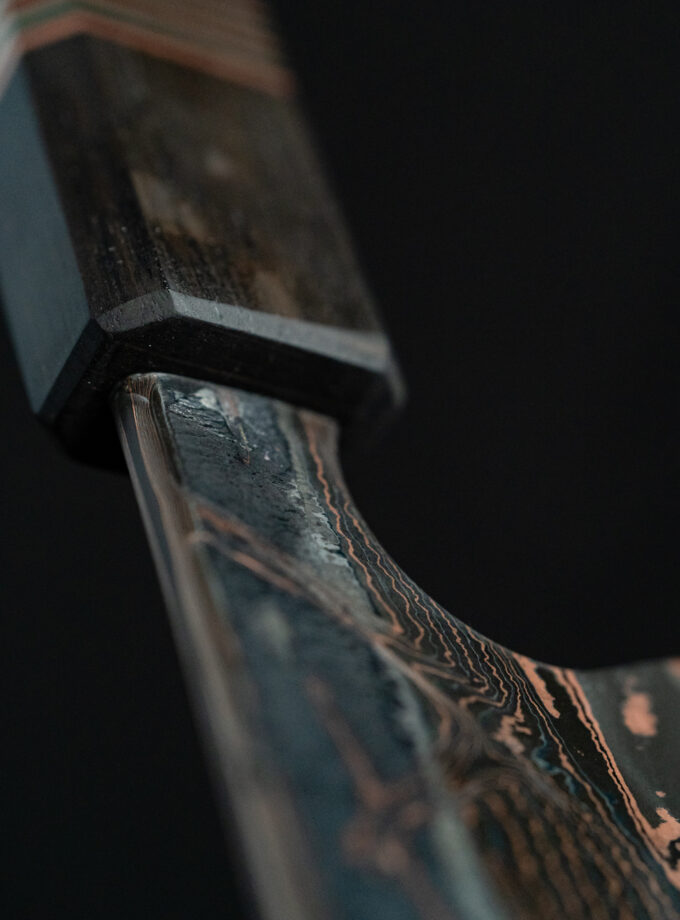 Copper-nickel Damascus K-tip Gyuto S-Grind