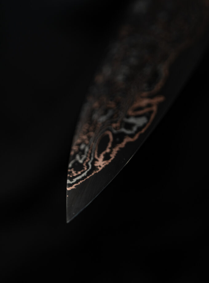 Copper-nickel Damascus Gyuto