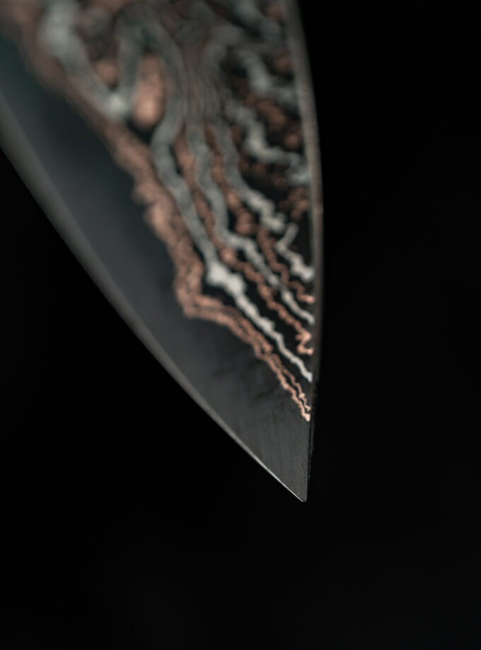 Copper-nickel Damascus Gyuto