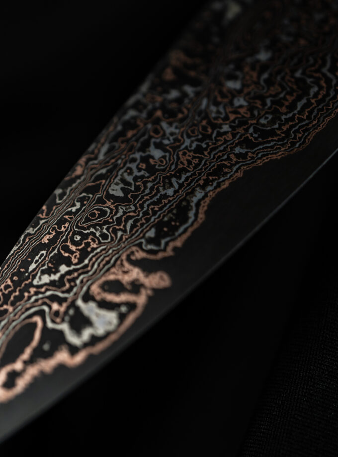 Copper-nickel Damascus Gyuto