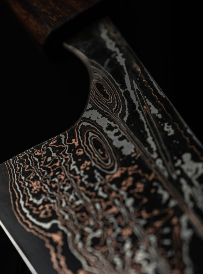 Copper-nickel Damascus Gyuto