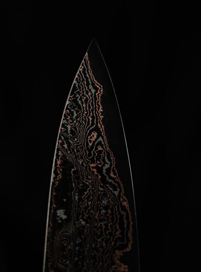 Copper-nickel Damascus Gyuto
