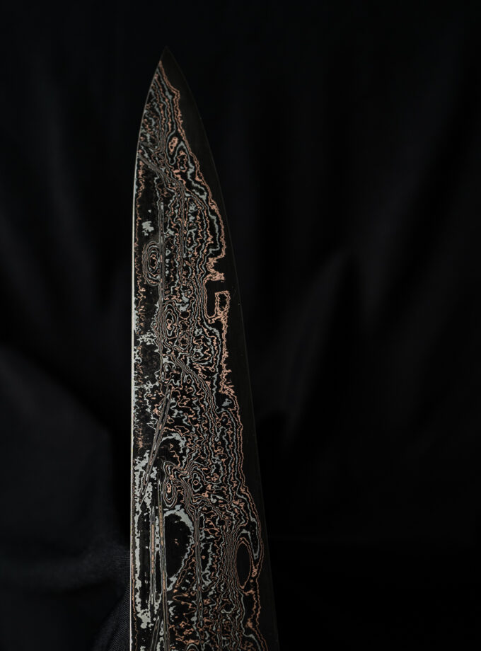Copper-nickel Damascus Gyuto