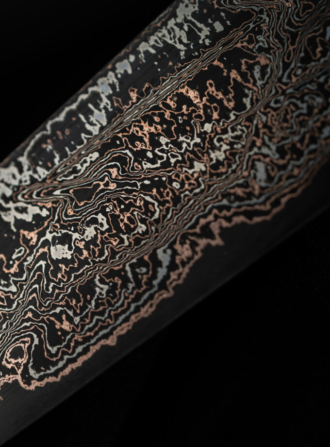 Copper-nickel Damascus Gyuto