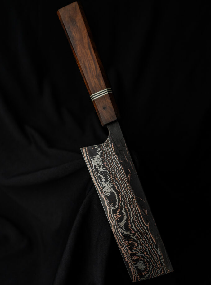 Copper-nickel Damascus Sgrind Nakiri