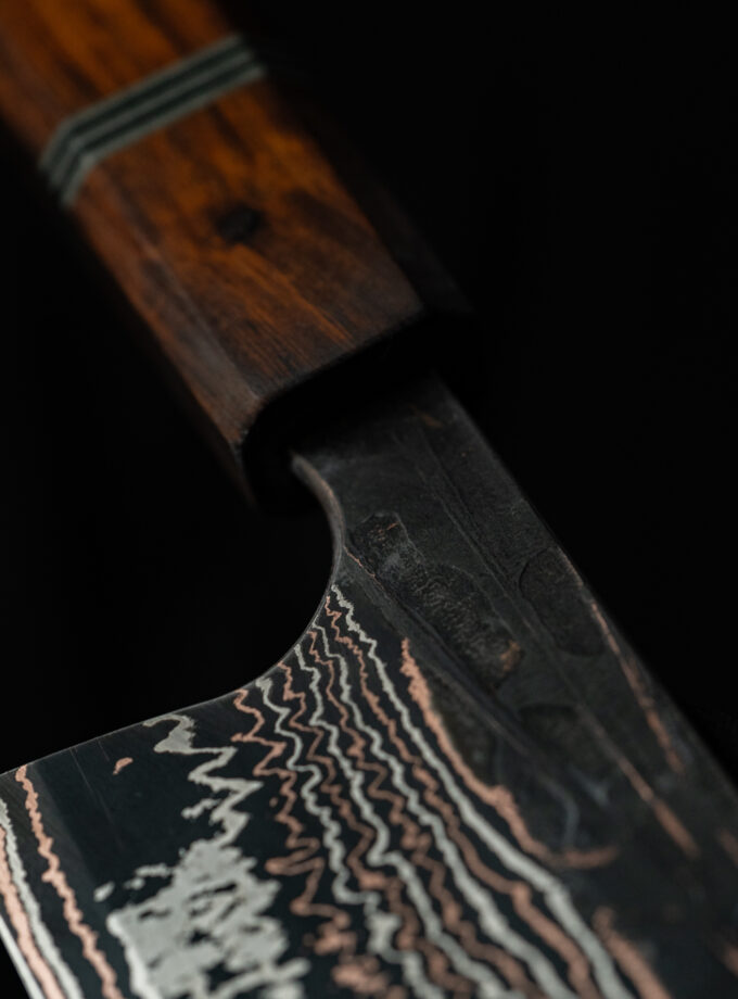Copper-nickel Damascus Sgrind Nakiri