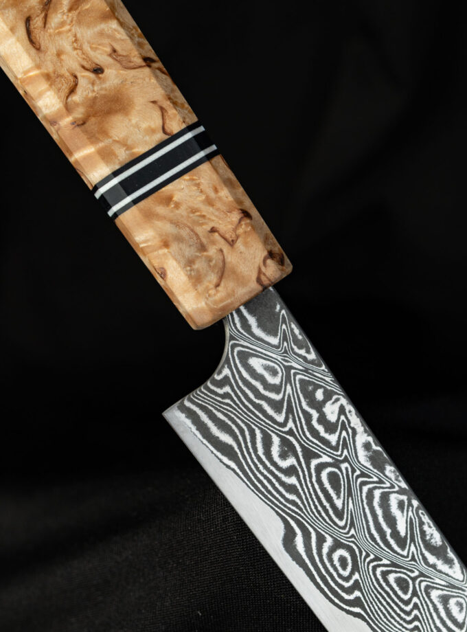 Stainless damascus kiritsuke sujihiki